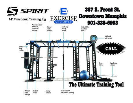 Spirit Fitness FTS900 14' Expanded Functional Rig (Standard Accessory Package) - Exercise Unlimited