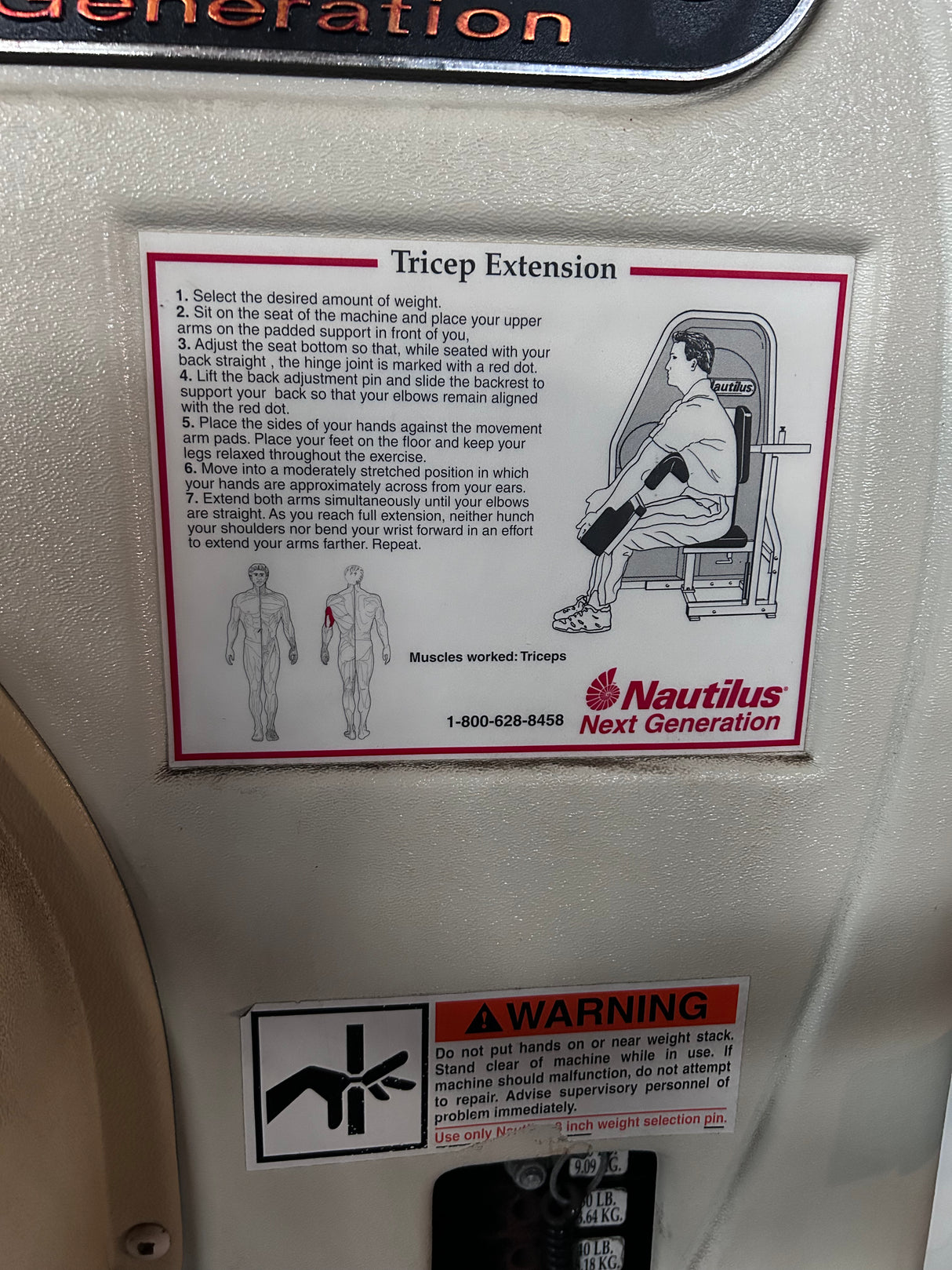 Pre-Owned Nautilus Next Generation Selectorized Tricep Extension - Exercise Unlimited