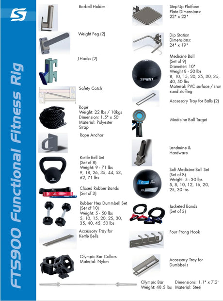 Spirit FTS900 Functional Rig 5' Wide - NEW (Standard Accessory Package) - Exercise Unlimited