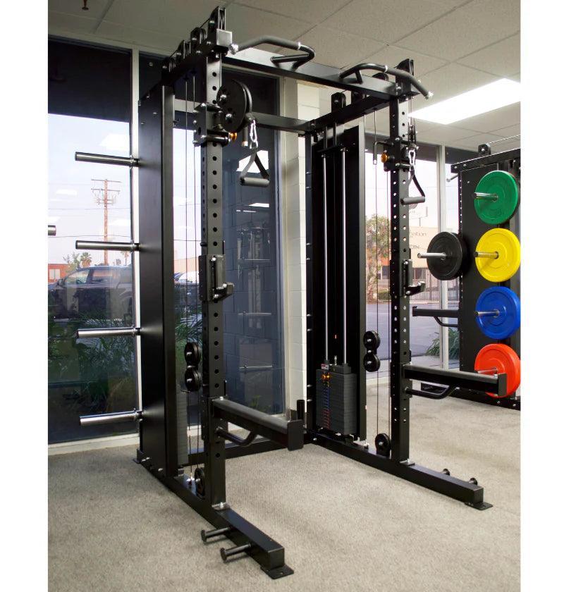 EU Commercial Functional Trainer + Squat Rack with 1:1 Ratio Weight Stacks - Exercise Unlimited