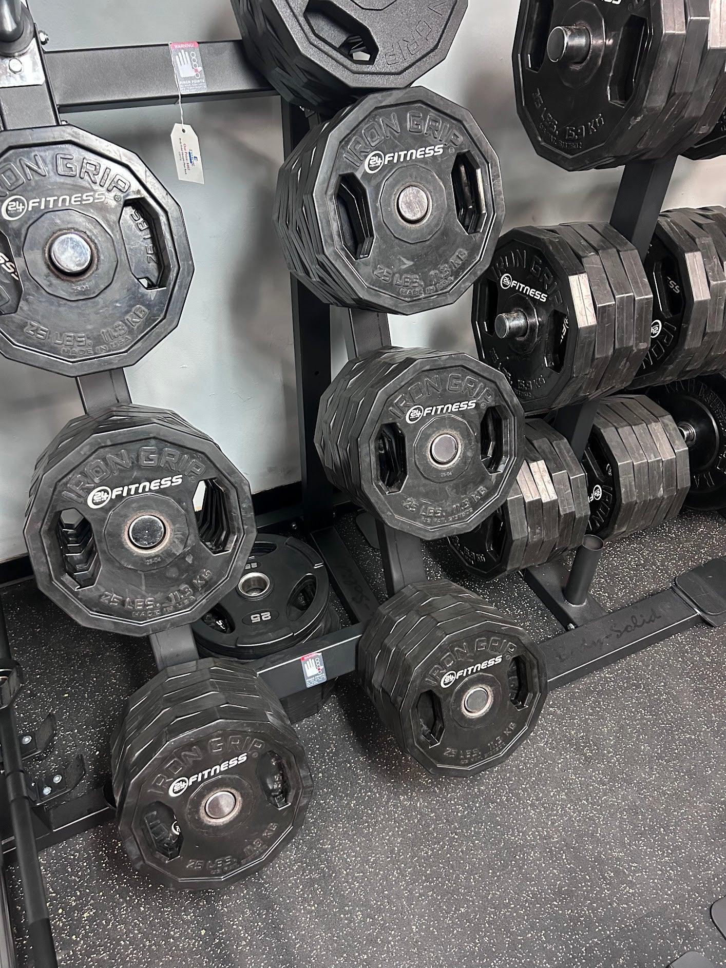Pre-Owned Iron Grip Urethane 25lb Plates - priced per pound - ExerciseUnlimited
