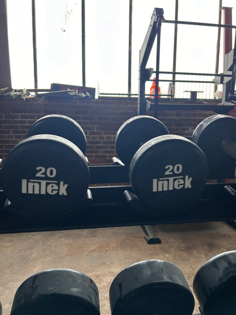 Pre-Owned Like New Intek 5-100 lb Dumbbell Set (2100lbs) from Eli Manning's Home Gym