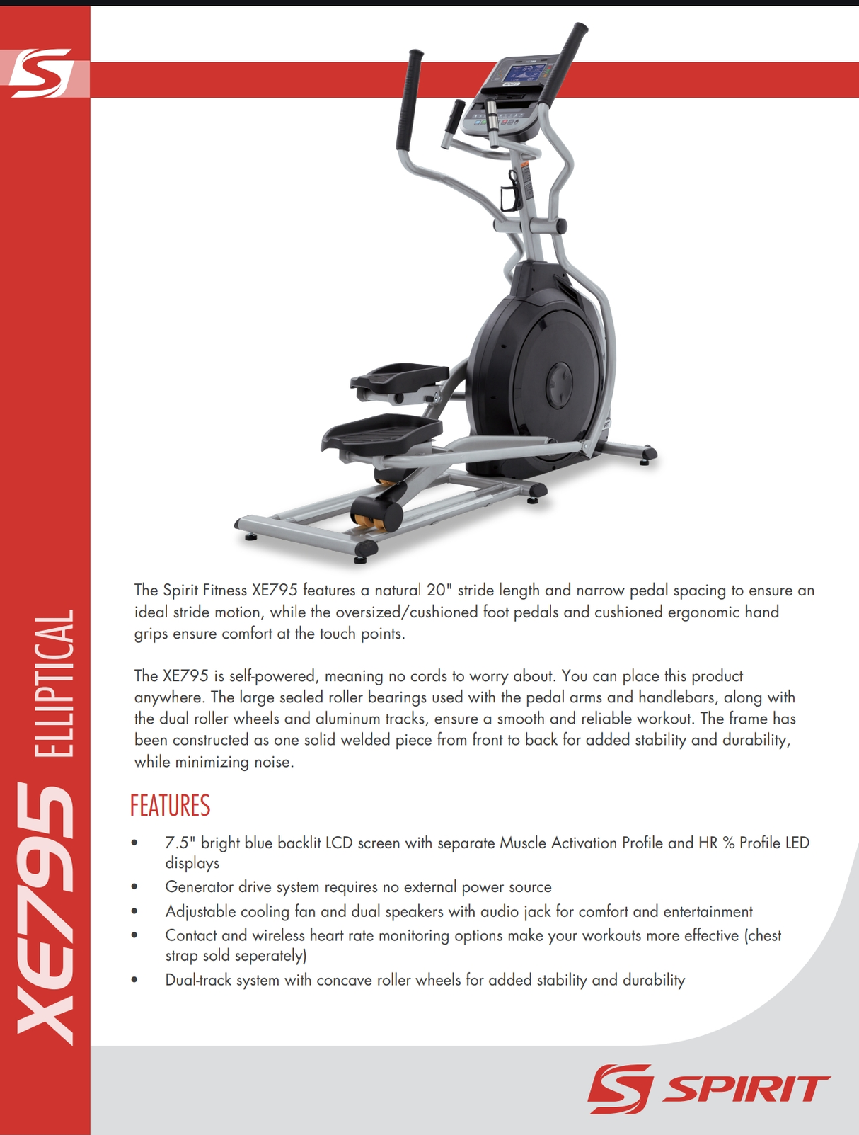 Pre-Owned Spirit XE795 Elliptical (Barely Used - Like New)